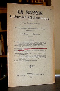 Livre ancien Savoie - La Savoie Littéraire & Scientifique, 13è année, 1er trimestre 1918 - La Savoie Littéraire & Scientifique