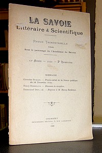 Livre ancien Savoie - La Savoie Littéraire & Scientifique, 15è année 1920, 2è trimestre - La Savoie Littéraire & Scientifique