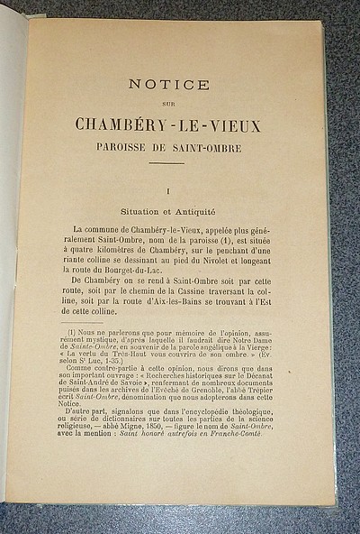 Notice sur Chambéry-le-Vieux, Paroisse de Saint-Ombre