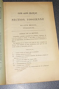 Club Alpin Français. Bulletin de la Section Vosgienne, treizième année, n° 2, février-mars 1894