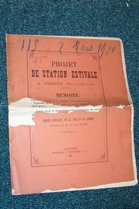 Livre ancien Savoie - Projet de station estivale à Annecy (Haute-savoie). Demande d'endiguage sur... - Lesage, Dr