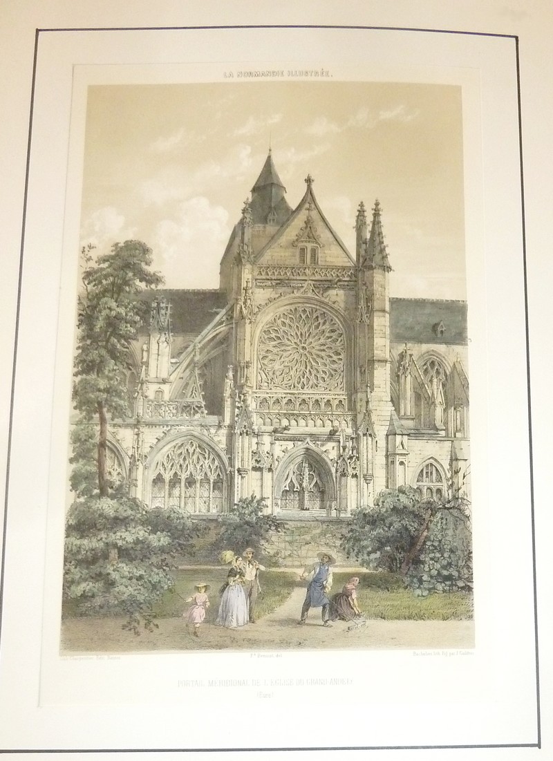 Portail méridional de l'église du Grand-Andely (Eure) (Lithographie aquarellée) - Benoist, Félix
