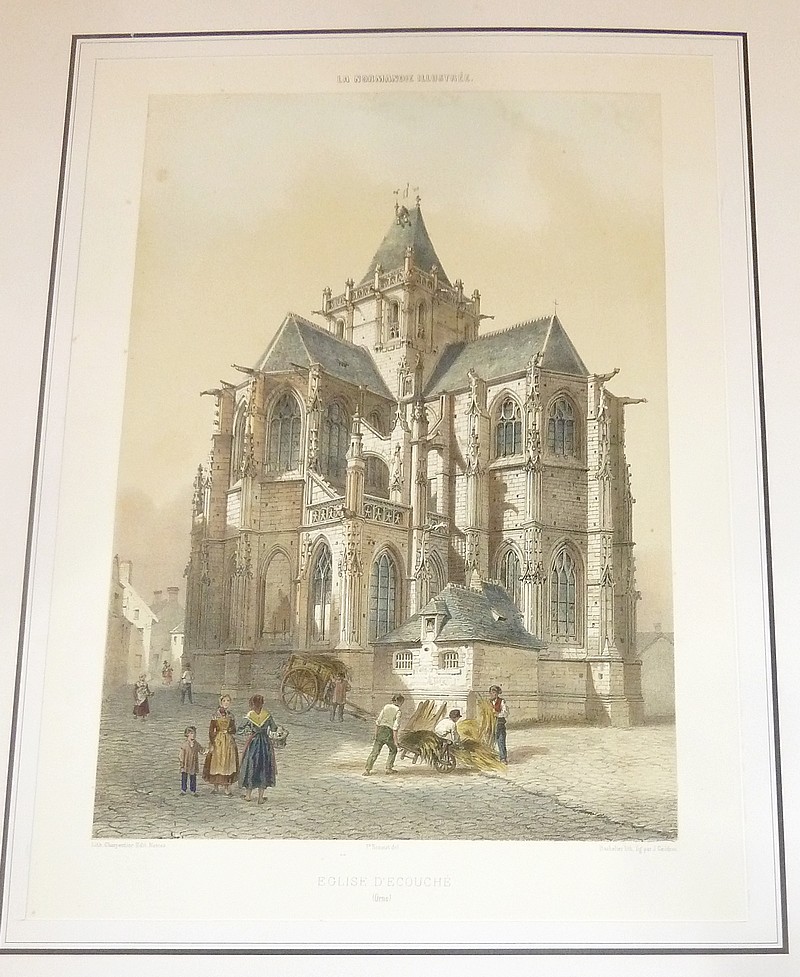 Église d'Ecouché (Orne) (Lithographie aquarellée) - Benoist Félix