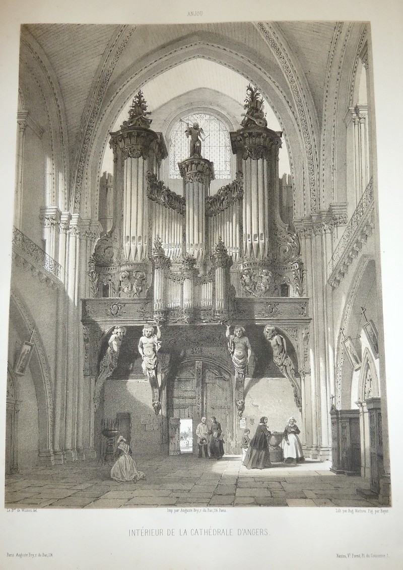 Intérieur de la Cathédrale d'Angers (Lithographie)