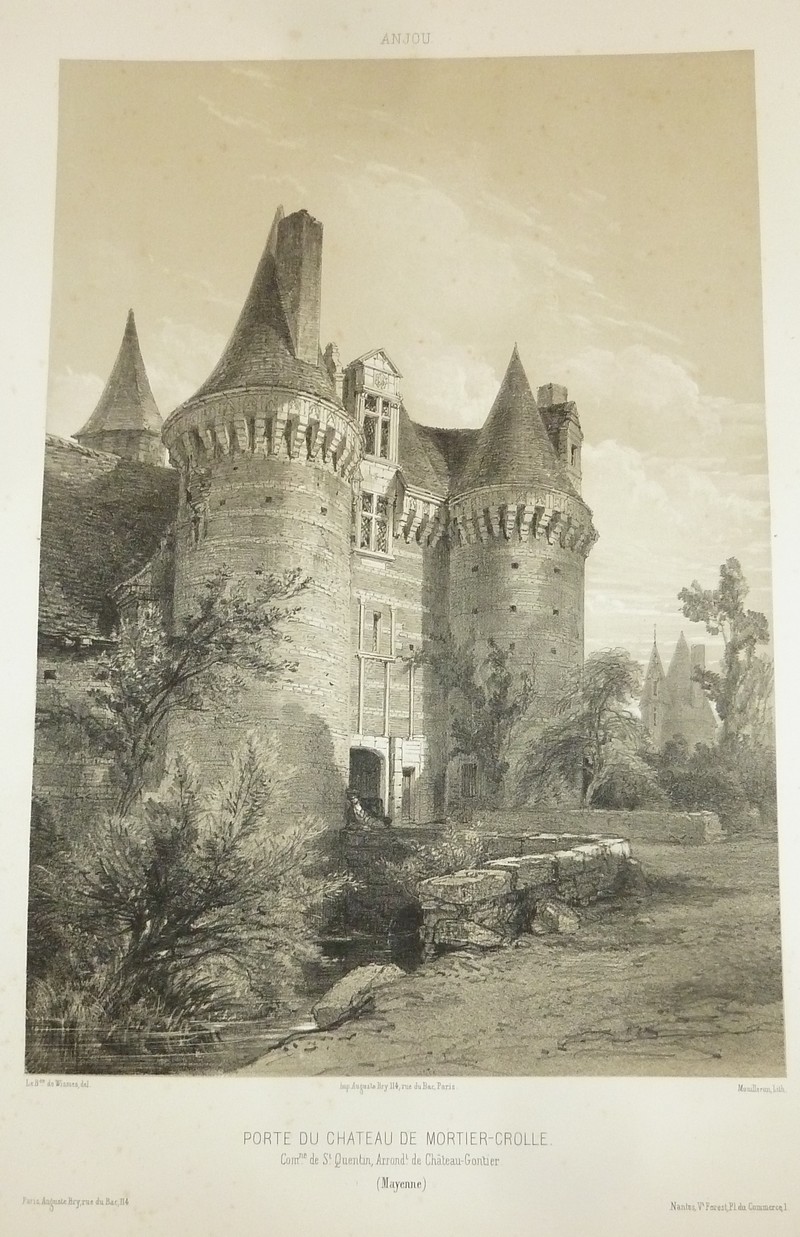Porte du Château de Mortier-Crolle, commune de St Quentin, arrondissement de Chateau-Gontier (Mayenne) (Lithographie)