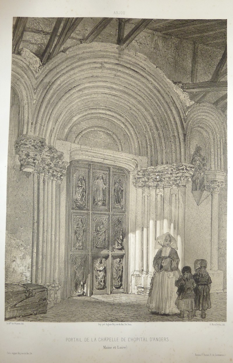 Portail de la Chapelle de l'Hopital d'Angers (Maine et Loire) (Lithographie)