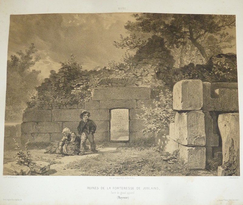 Ruines de la Forteresse de Jublains, Porte de grand appareil (Mayenne) (Lithographie)