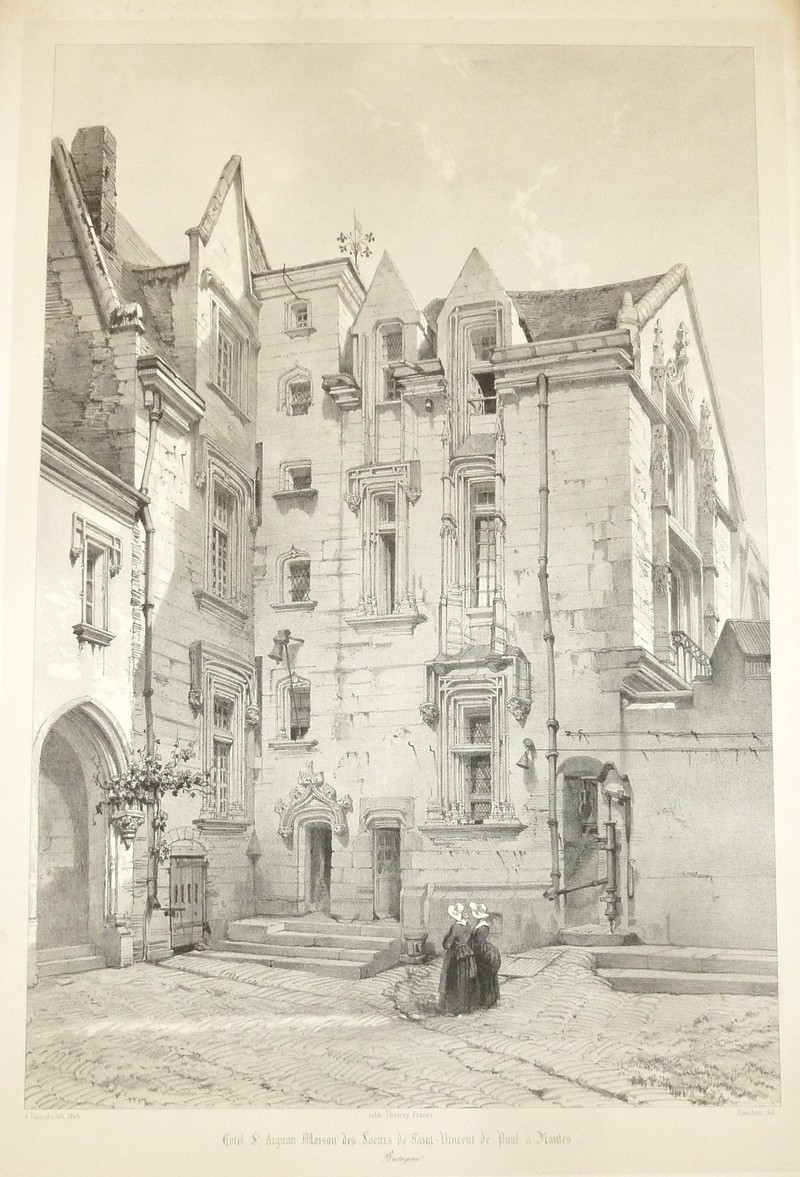 Hôtel St Aignan des Soeurs de Saint-Vincent de Paul à Nantes (Bretagne) (Lithographie)