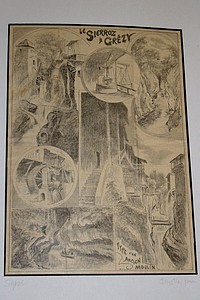 Livre ancien Savoie - Le Sierroz à Grézy. Type d'un ancien moulin (Gravure) - Girrane