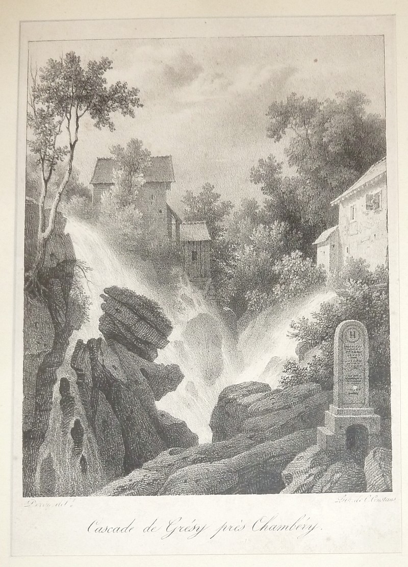 Cascade de Grésy près Chambéry (Lithographie) - 