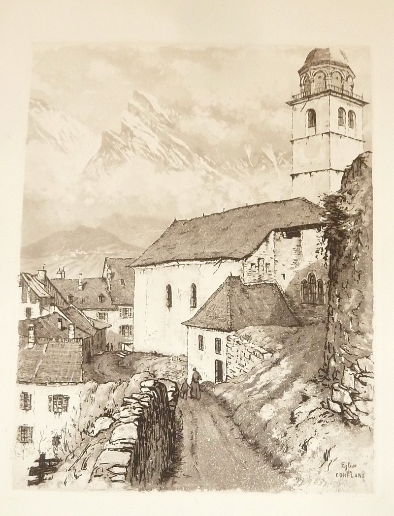 Livre ancien Savoie - Église de Conflans (eau-forte) - Drevet, Joanny