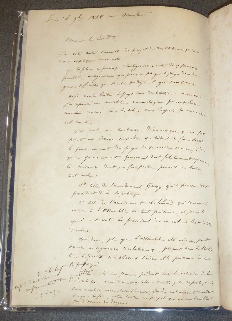livre ancien - Constitution de 1848 - Constitution de la République française précédée des rapports et décrets qui y sont relatifs - Collectif