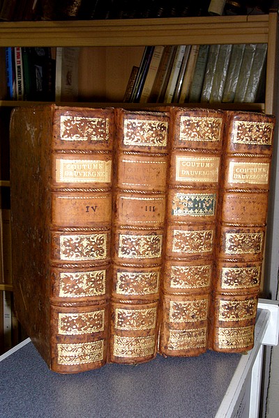 livre ancien - Coutumes générales et locales de la Province d'Auvergne (4 volumes, 1784) - Chabrol, Conseiller d'État