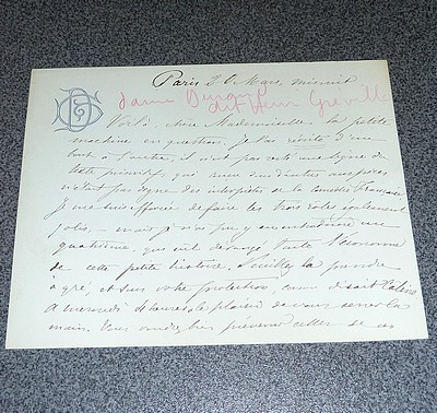 Carte lettre avec entête, signée - Henry Gréville (Alice Marie Céleste Durand née Fleury)