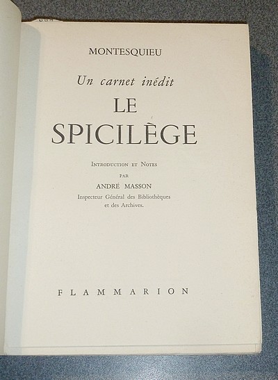 Un Carnet inédit « Le Spicilege »