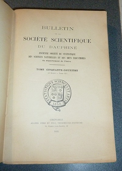 Bulletin de la Société Scientifique du Dauphiné. Tome Cinquante-deuxième (5e Série - Tome XI)