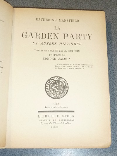 La Garden Party et autres histoires