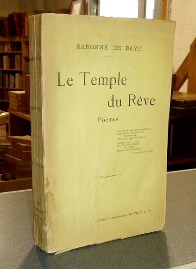 livre ancien - Le Temple du Rêve, poèmes - Baye, Baronne de
