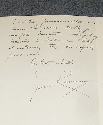 Lettre autographe signée par Jean Rameau