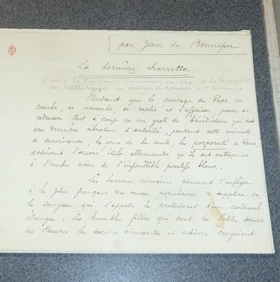 Manuscrit original « La dernière charrette » signé par Jean de Bonnefon (lettre)