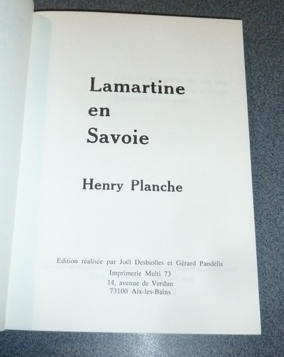 Lamartine en Savoie