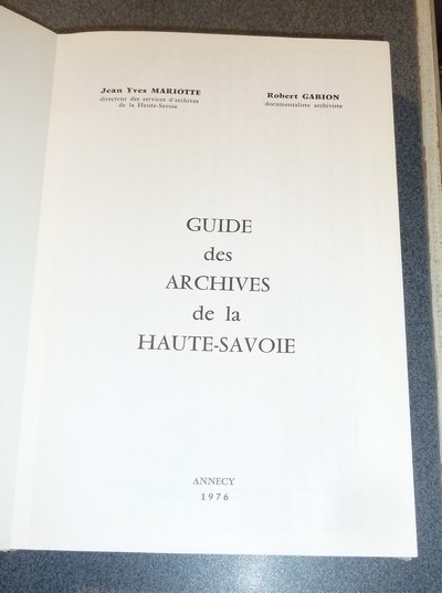 Guide des archives de la haute-savoie