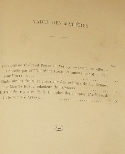 Société d'Histoire et d'Archéologie de Maurienne - Première Série, 2e volume, Deuxième Bulletin, 1867
