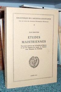 Livre ancien Savoie - Études Maistriennes. Nouveaux aperçus sur la famille de Maistre et sur les... - Rebotton Jean