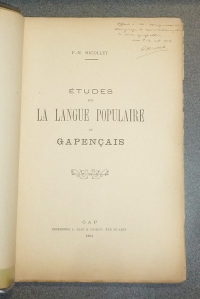 Études sur la langue populaire du Gapençais