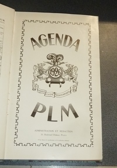Agenda PLM 1926. Chemins de fer Paris-Lyon-Méditerranée (bien complet du supplément des 12 cartes postales)