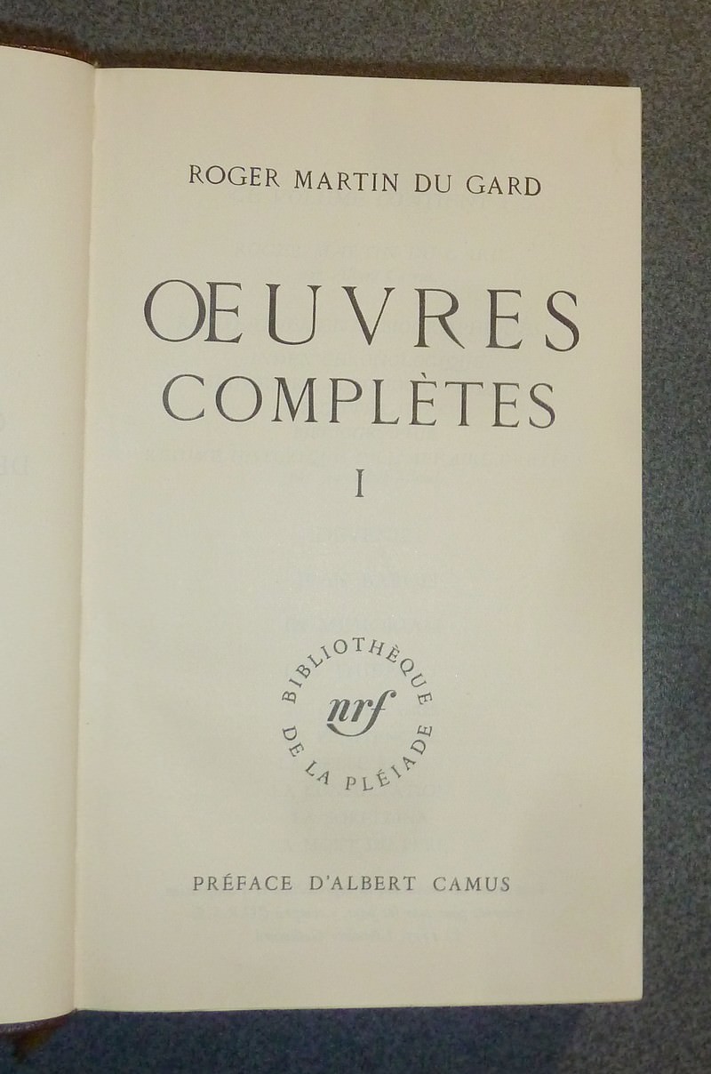 Oeuvres complètes, Tome I
