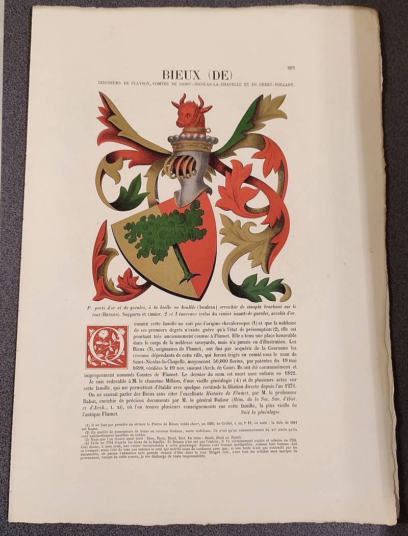 livre ancien - Armorial et Nobiliaire de l'Ancien Duché de Savoie (Tome I - livraison 12) - Foras, Le Cte E. Amédée de