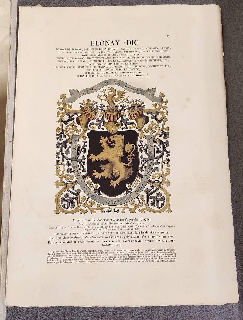 livre ancien - Armorial et Nobiliaire de l'Ancien Duché de Savoie (Tome I - livraison 13) - Foras, Le Cte E. Amédée de