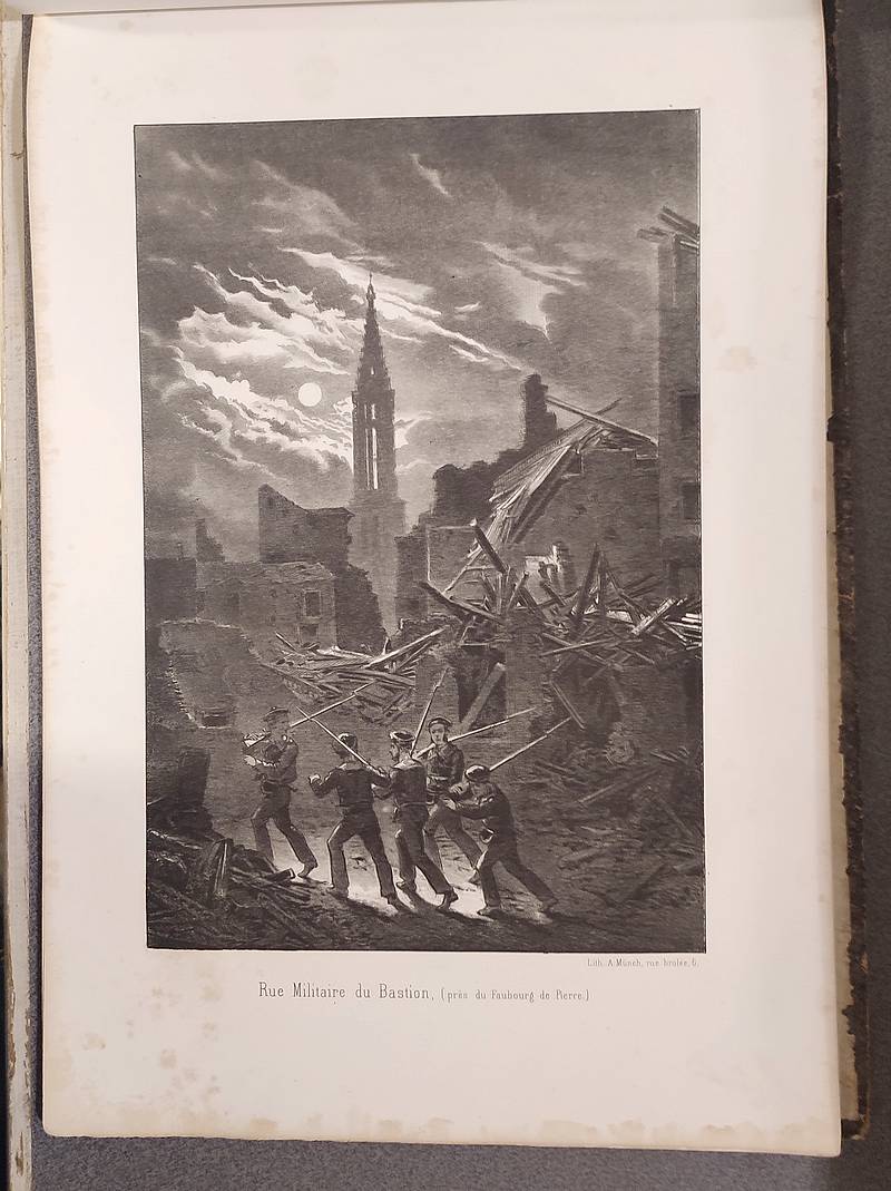 Album du siège et du bombardement de Strasbourg (2 volumes, 1 de texte et 1 album de 20 lithographies couleurs)