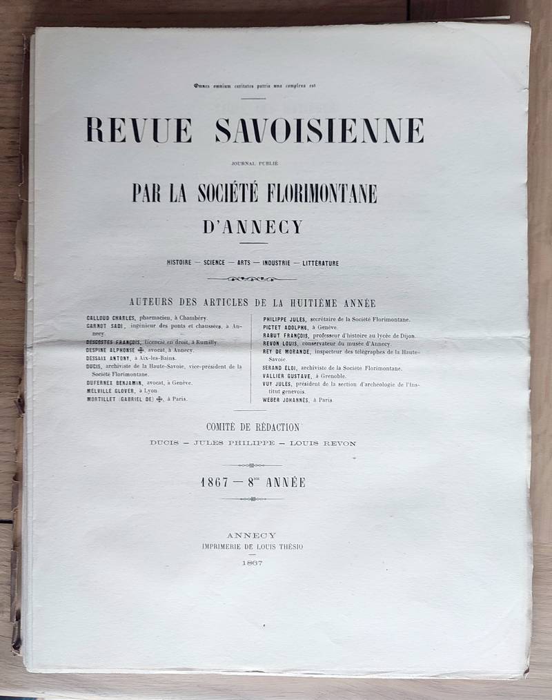 Revue Savoisienne, 1867, 8ème année