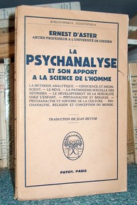 livre ancien - La psychanalyse et son apport à la science de l'Homme - Aster, Ernest d'