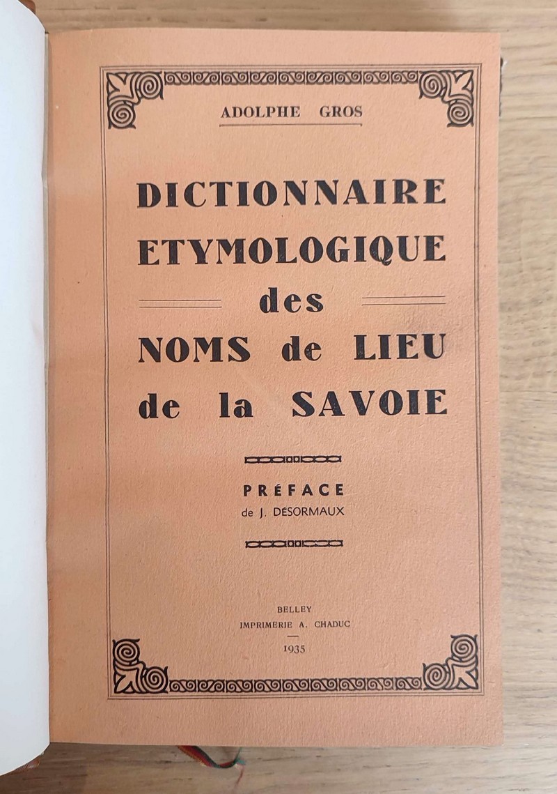 Dictionnaire étymologique des noms de lieu de la Savoie