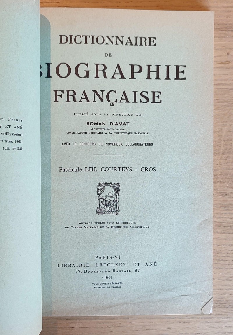 Dictionnaire de biographie française. Fascicules LII - LIII - LIV