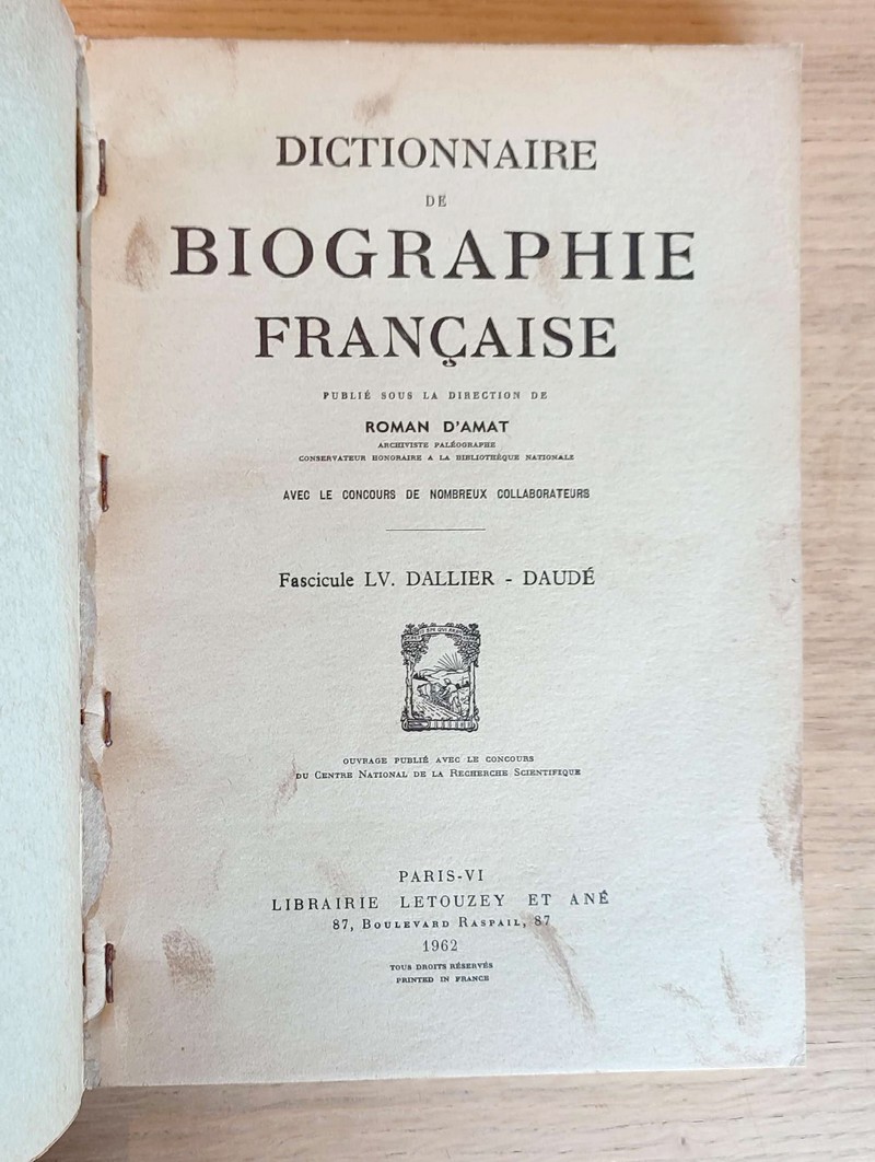 Dictionnaire de biographie française. Fascicules LV - LVI - LVII