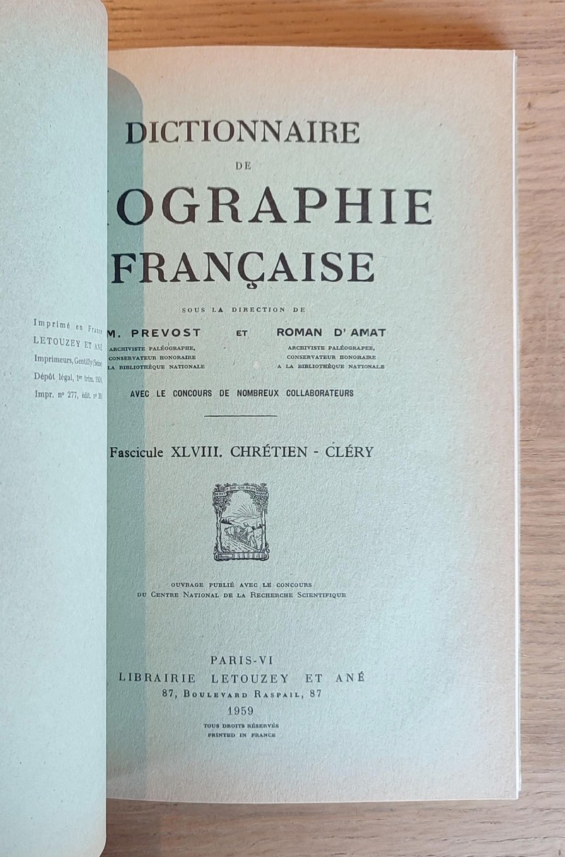 Dictionnaire de biographie française. Fascicules XLVII - XLVIII