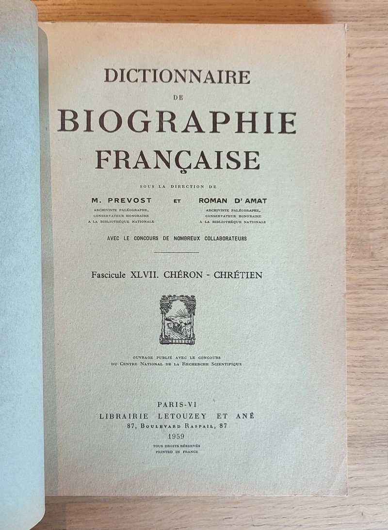 Dictionnaire de biographie française. Fascicules XLVII - XLVIII