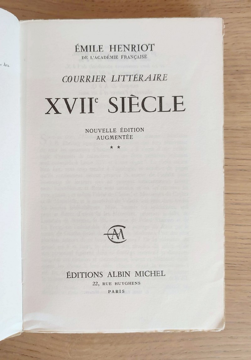 Courrier littéraire XVII siècle, volume II