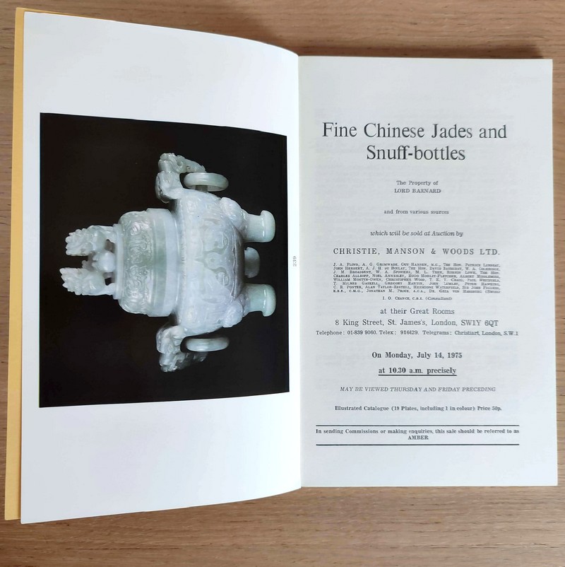Fine chinese jades and snuff-bottles. Christie's, on Monday, July 14, 1975