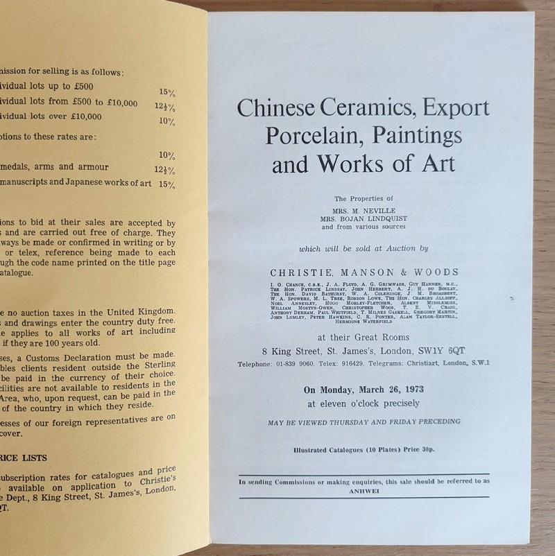 Chinese Ceramics and Works of art. Christie's, on Monday, March 26, 1973