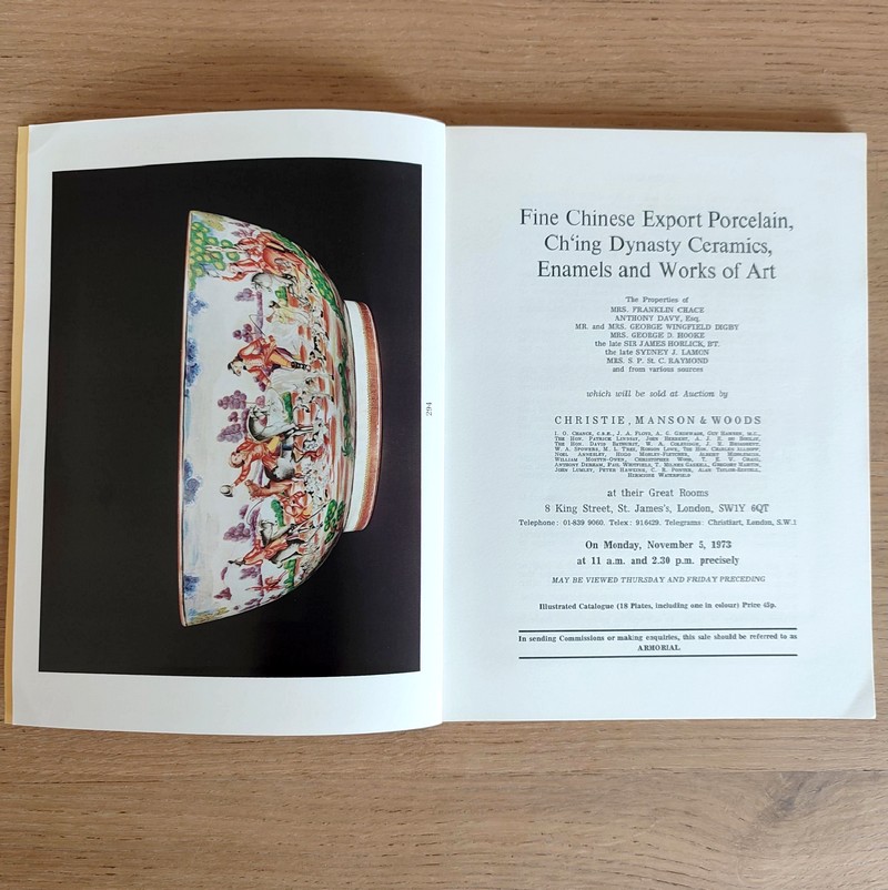 Fine Chinese export porcelain and works of art. Christie's, on Monday, November 5, 1973