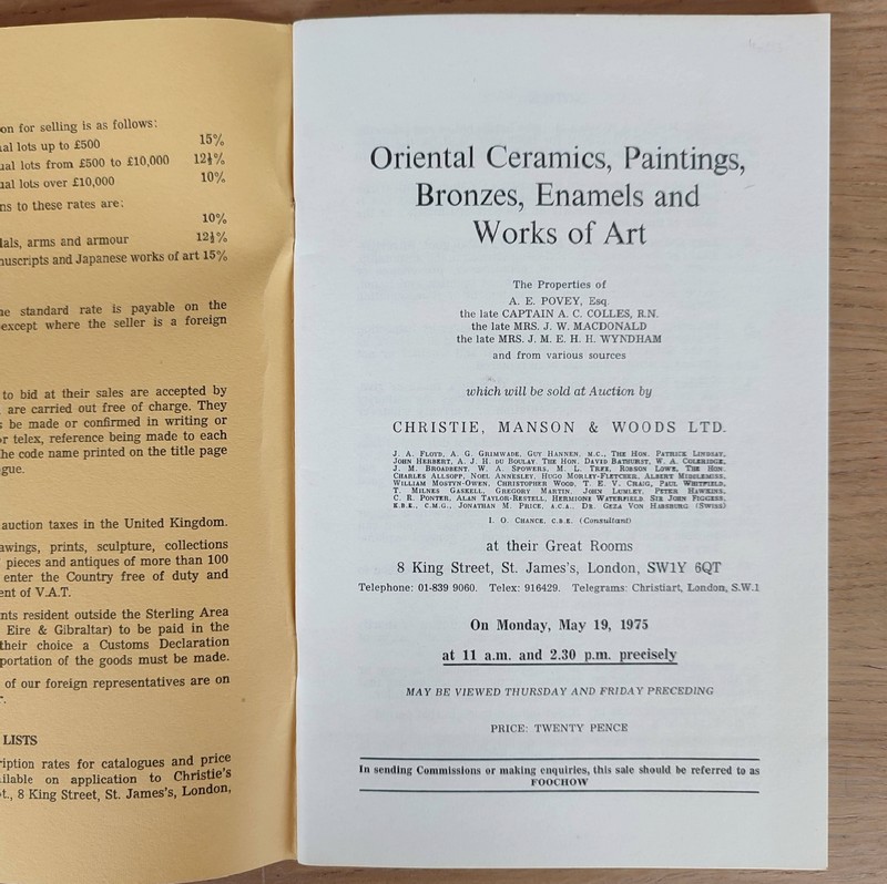 Oriental ceramics, paintings, bronzes, enamels and works of art. Christie's, on May 19, 1975