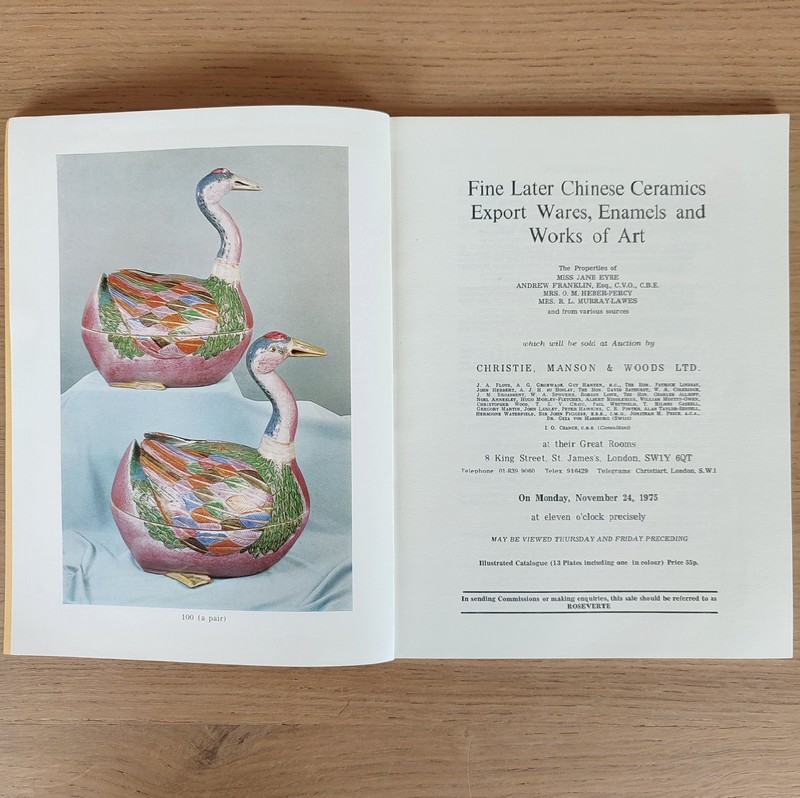 Fine later Chinese ceramics export wares, enamels and works of art. Christie's, on November 24, 1975