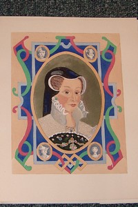 La Reine Mère (une suite des hors texte, une aquarelle couleur signée  et une page manuscrite du manuscrit original)