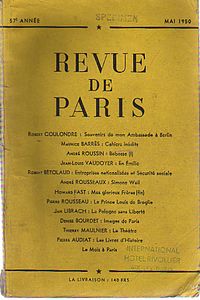 Revue de Paris, 57ème année, mai 1950