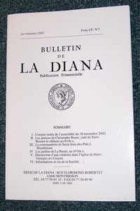 livre ancien - Bulletin de la Diana Tome LX n° 1 - 2001 - Diana (La)